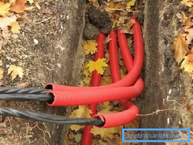 Amateur photo of a trench-laid cable using special pipes Amateur photo of a trench-laid cable using special pipes