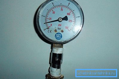 Pressure gauge connected to water supply Pressure gauge connected to water supply