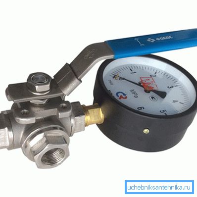 The manometer with the three-pass crane. The manometer with the three-pass crane.