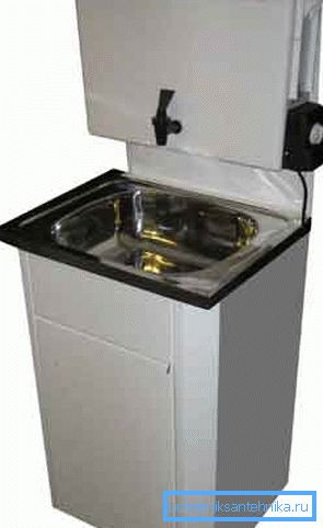 Metal washbasin with water heater Metal washbasin with water heater