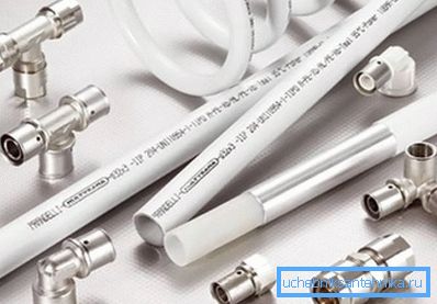 Metal-plastic water lifting pipes.