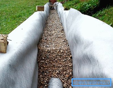 Installation of a drainage system with geotextiles