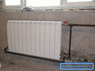 Installation of the radiator on the threads. Installation of the radiator on the threads.