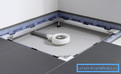 Installation of the drain in the center.