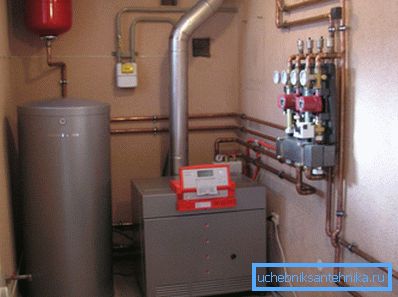 Powerful gas equipment mounted on the floor in a separate boiler room Powerful gas equipment mounted on the floor in a separate boiler room