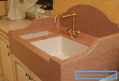 Sink from artificial granite for an interior in retro style Sink from artificial granite for an interior in retro style