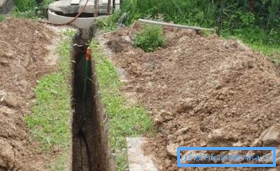 In the photo - the laying of water pipes from the well