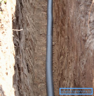 In the photo - a water pipe laid in a trench