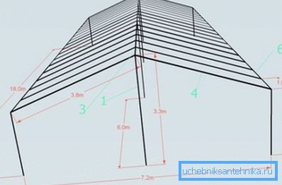 The photo shows a drawing of a greenhouse from a profile pipe. The photo shows a drawing of a greenhouse from a profile pipe.