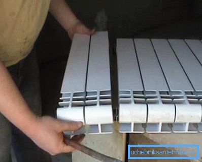 In the photo - adding sections to the radiator In the photo - adding sections to the radiator