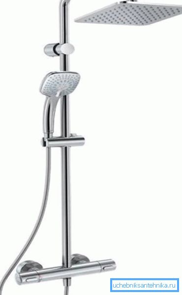 In the photo - shower rack with thermostatic mixer