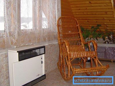 In the photo - gas convector installed in the room.