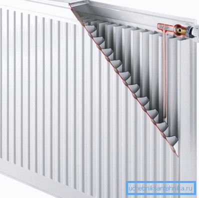 In the photo - the design of the steel heater panel type In the photo - the design of the steel heater panel type