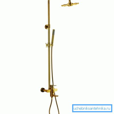 On the photo - brass shower stand with mixer On the photo - brass shower stand with mixer