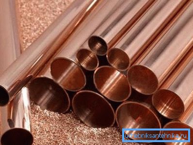 In the photo - copper pipe of different diameter