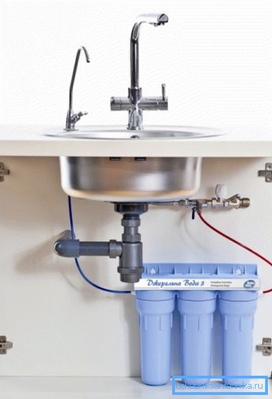In the photo - mineralizer for water purification systems under the sink In the photo - mineralizer for water purification systems under the sink