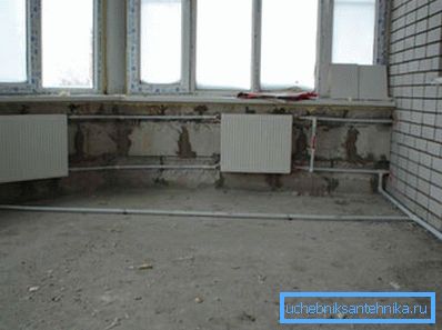 In the photo - installation of the heating system of a country house In the photo - installation of the heating system of a country house
