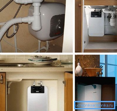 In the photo - storage water heaters under the sink In the photo - storage water heaters under the sink