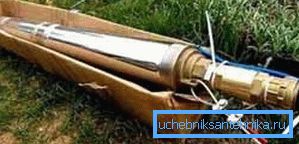 In the photo one of the models of the submersible pump of the longitudinal hermetic type In the photo one of the models of the submersible pump of the longitudinal hermetic type