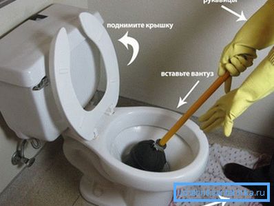 In the photo - the correct position of the plunger when cleaning In the photo - the correct position of the plunger when cleaning
