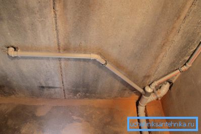 In the photo - the correct selection of diameters for organizing the drain