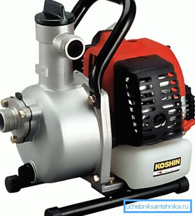 The photo shows a gasoline pump for a well of surface type. The photo shows a gasoline pump for a well of surface type.