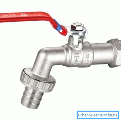 The photo shows a wall valve with a fitting. The photo shows a wall valve with a fitting.