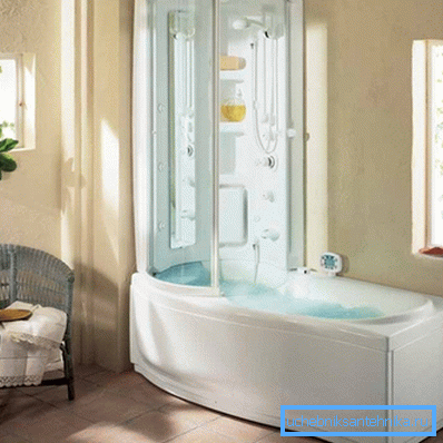 In the photo an example of combining a full bath and shower In the photo an example of combining a full bath and shower