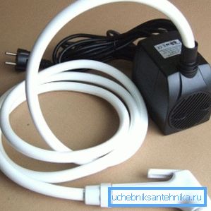 In the photo: the simplest pump for the dacha shower has compact dimensions and mobility. In the photo: the simplest pump for the dacha shower has compact dimensions and mobility.