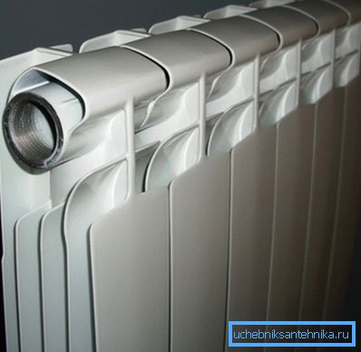 In the photo are prefabricated sections of aluminum batteries. In the photo are prefabricated sections of aluminum batteries.