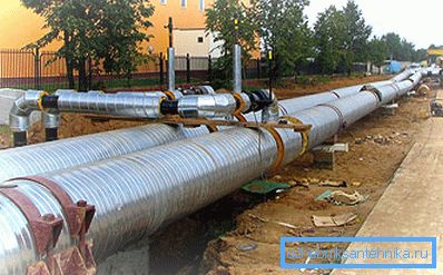 In the photo - a sliding version of supports for pipes in foam insulation