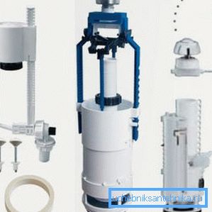 On a photo - drain fittings for a toilet bowl tank On a photo - drain fittings for a toilet bowl tank