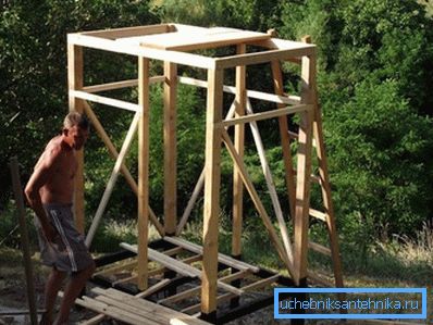 In the photo - the construction of the frame is in full swing