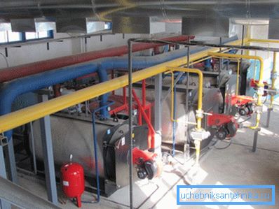 In the photo - a modern boiler room, heating urban apartments In the photo - a modern boiler room, heating urban apartments