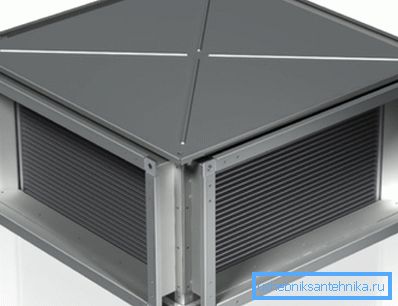 In the photo, the heat exchanger used in the climatic equipment in a protective casing