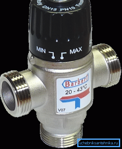 The photo shows a thermostatic mixer. The photo shows a thermostatic mixer.