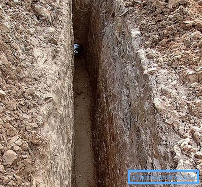 In the photo - a trench for plumbing In the photo - a trench for plumbing