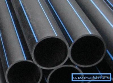 In the photo - pipes from low pressure polyethylene In the photo - pipes from low pressure polyethylene