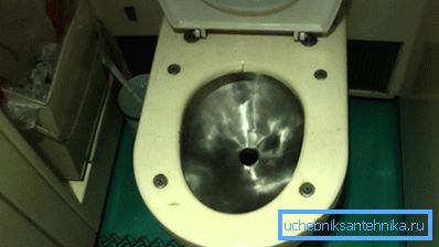 On the photo - toilet with accumulative drainage system On the photo - toilet with accumulative drainage system