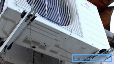 In the photo - installation of the outdoor unit on the brackets