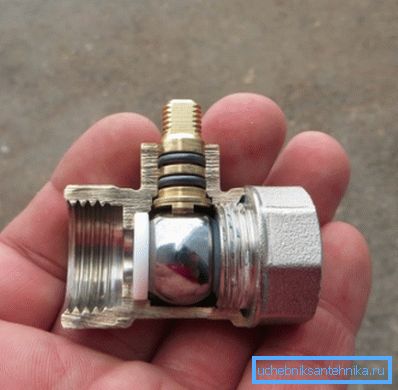 In the photo - the device of the ball valve In the photo - the device of the ball valve