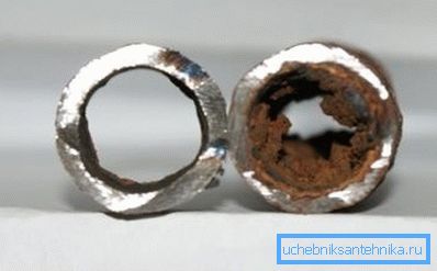 The photo shows the difference between the flushed and clogged pipe. The photo shows the difference between the flushed and clogged pipe.
