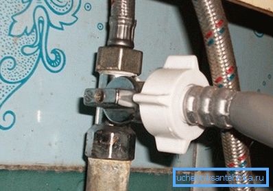 In the photo - you can see visually how to connect the washing machine to the tap In the photo - you can see visually how to connect the washing machine to the tap