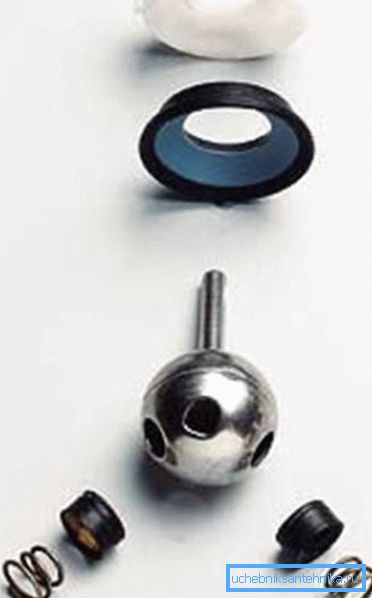 In the photo - the locking element of the ball mixer, it is clear that the ball has 2 inlet and 1 outlet In the photo - the locking element of the ball mixer, it is clear that the ball has 2 inlet and 1 outlet