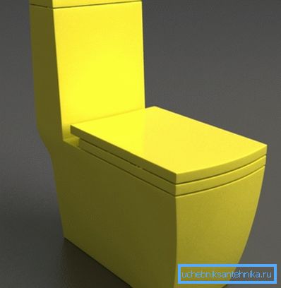 In the photo: a yellow toilet can be an excellent complement to the interior in dark colors. In the photo: a yellow toilet can be an excellent complement to the interior in dark colors.
