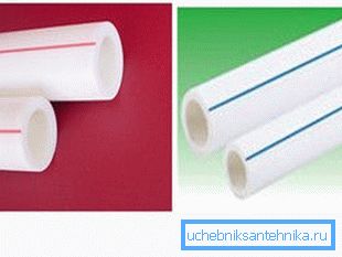 In the presented photo you can see the color marking for hot water in red, and for ordinary water systems in blue In the presented photo you can see the color marking for hot water in red, and for ordinary water systems in blue