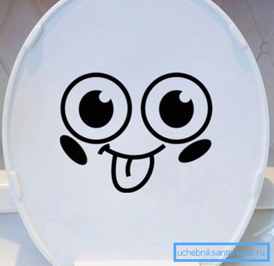 Sticker on the lid of the toilet bowl Sticker on the lid of the toilet bowl