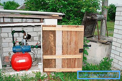 Pump station in the construction near the well Pump station in the construction near the well