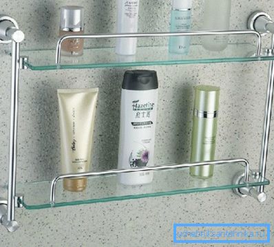 Wall shelves are great for a spacious shower compartment.