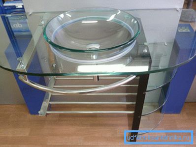 Unusual solution with a bowl and a table top made of tempered clear glass. Unusual solution with a bowl and a table top made of tempered clear glass.